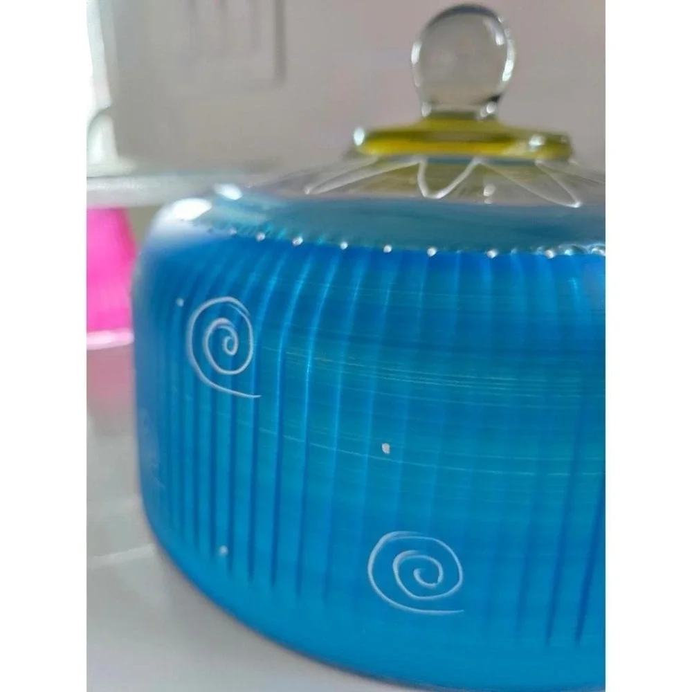 Golden Hill studio Peruvian Splendor turquoise cake dome and stand Hand Painted